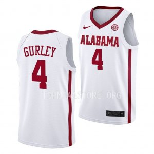 Men's Alabama Crimson Tide #4 Noah Gurley White NCAA College Basketball Jersey 2403ZLDA5